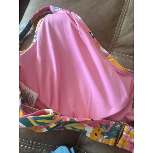 Anne Cole V-Wire Floral Bikini Top &  Convertible Bottom -Pink, Yellow, Green 2X - Picture 15 of 16